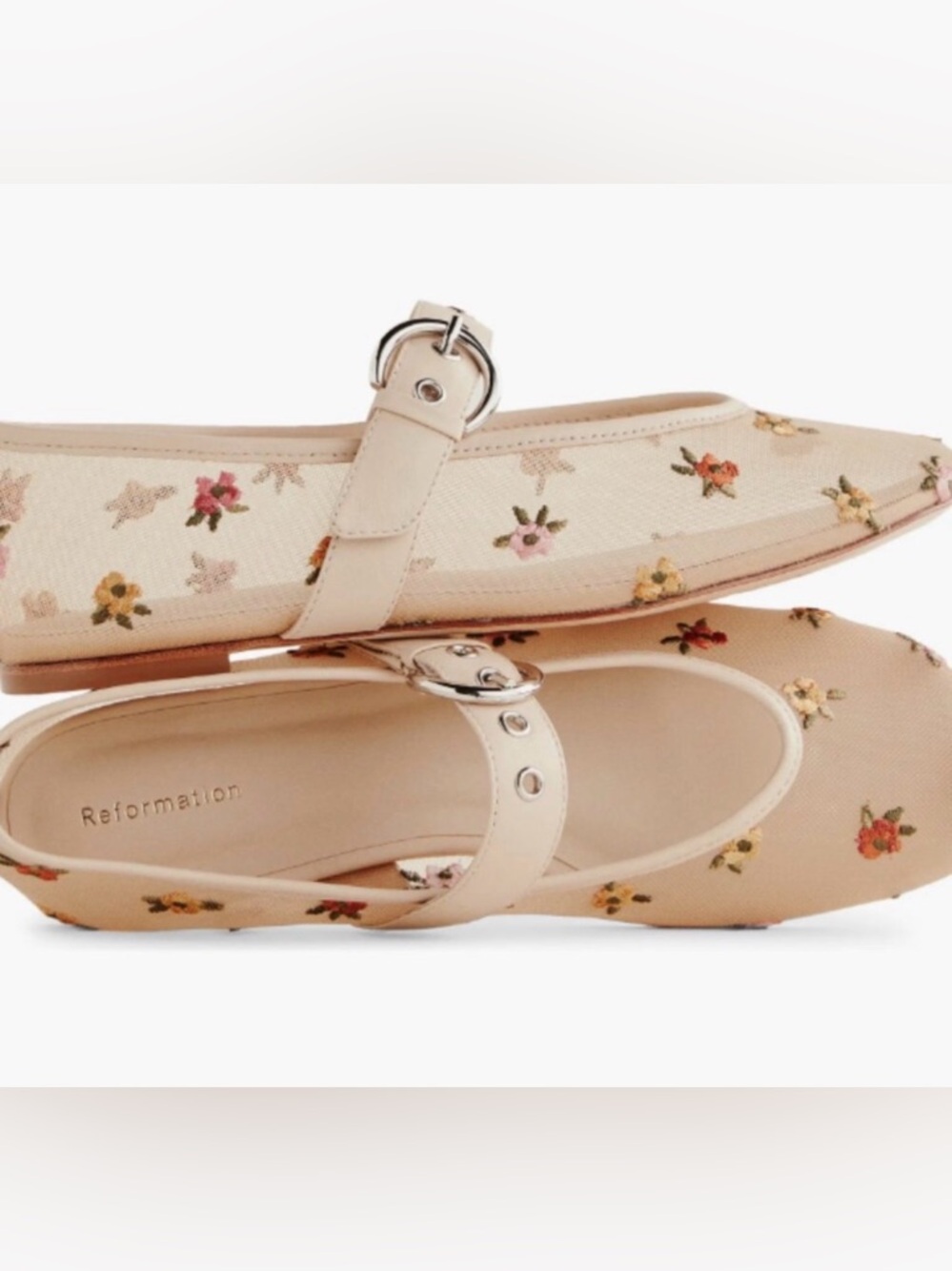 Reformation Bethany Embroidered Ballet Flat Size 9 NEW